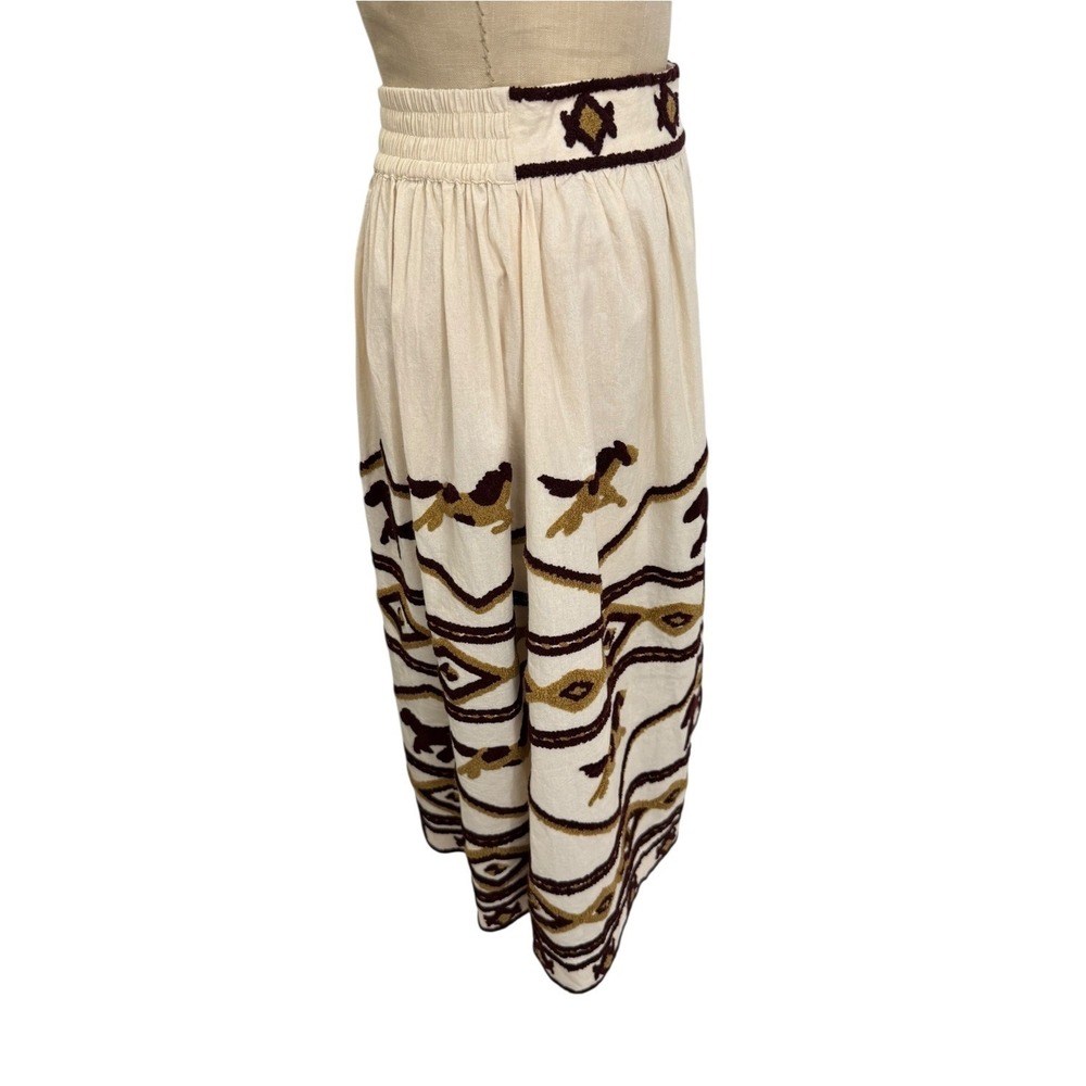 Mes Demoiselles Paris Skirt Hacienda Embroidered Horse Print FR 44 US 12 Boho - Picture 6 of 8